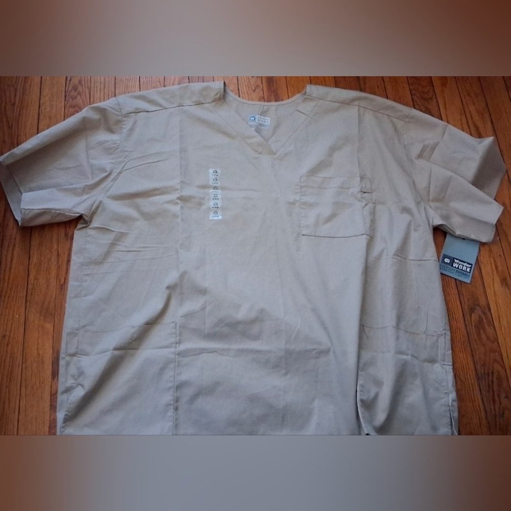 WonderWink Wonder Work - Women's Khaki Uniform Medical Scrub Top. Size 4XL. NWT - Picture 2 of 11